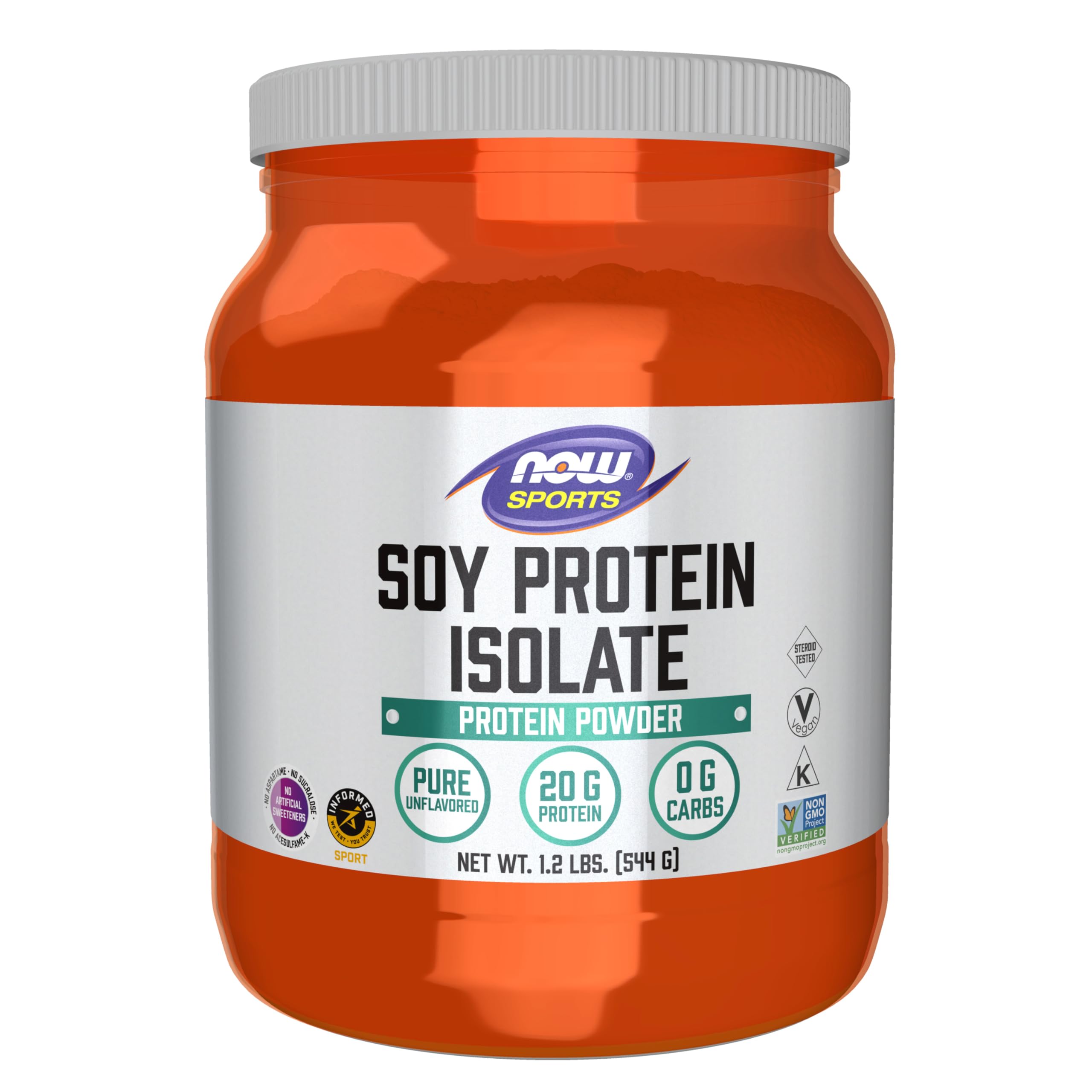 NOW Foods envase frontal mostrando proteína aislada y beneficio de pureza
