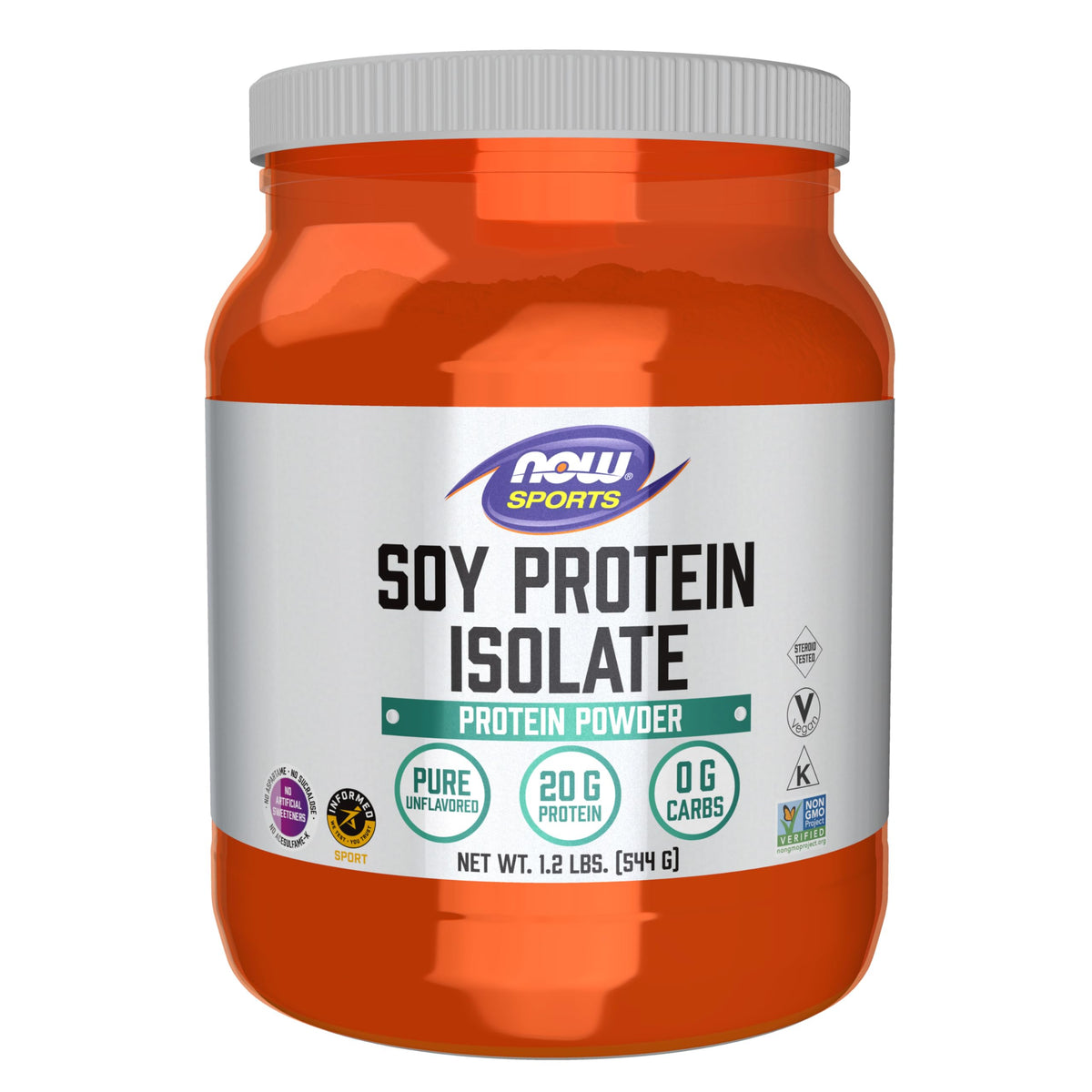 NOW Foods envase frontal mostrando proteína aislada y beneficio de pureza