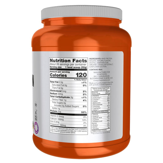 NOW Foods polvo de vainilla cremosa en cuchara, textura cremosa y fácil mezcla