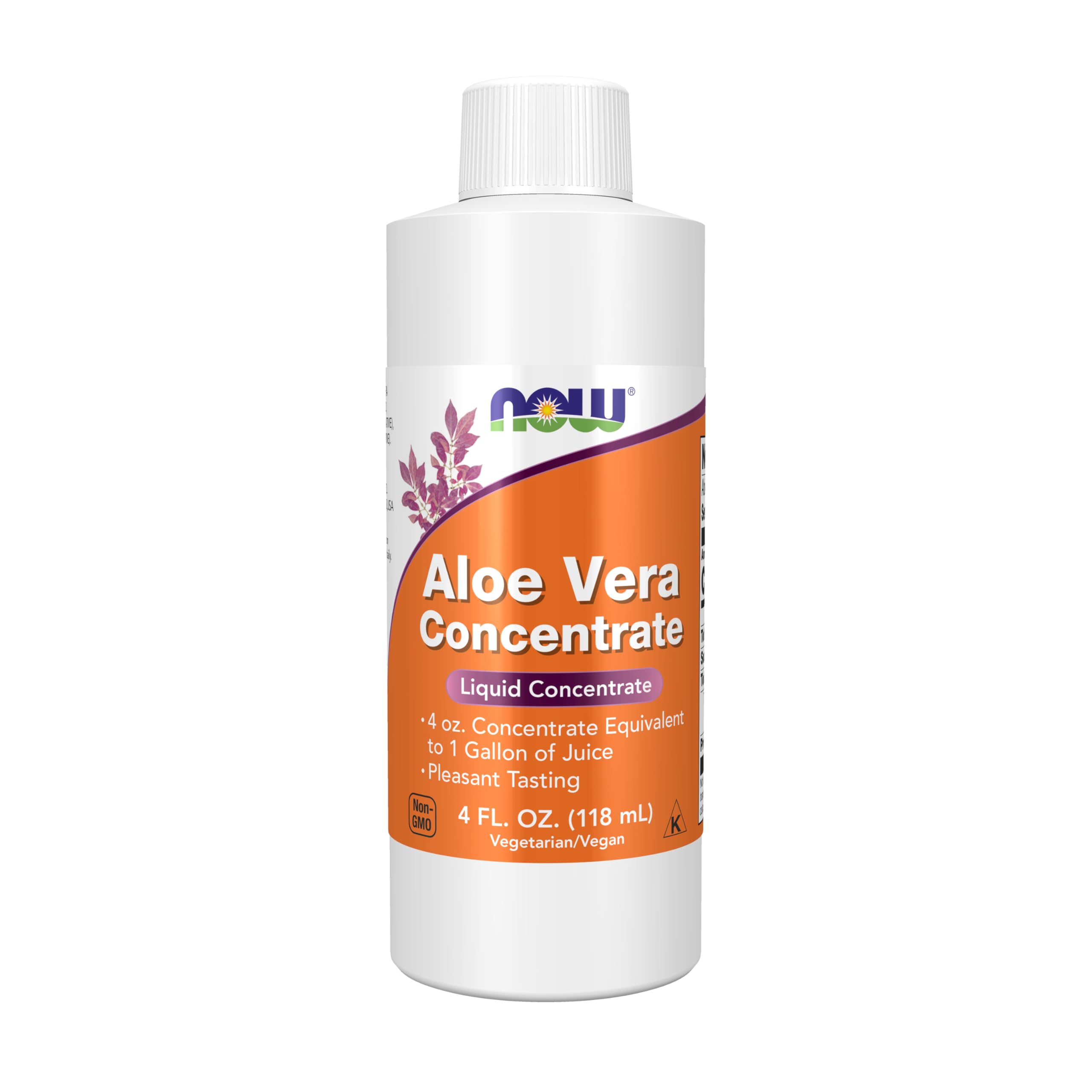 NOW Foods frasco frontal mostrando concentrado de aloe y etiqueta clara