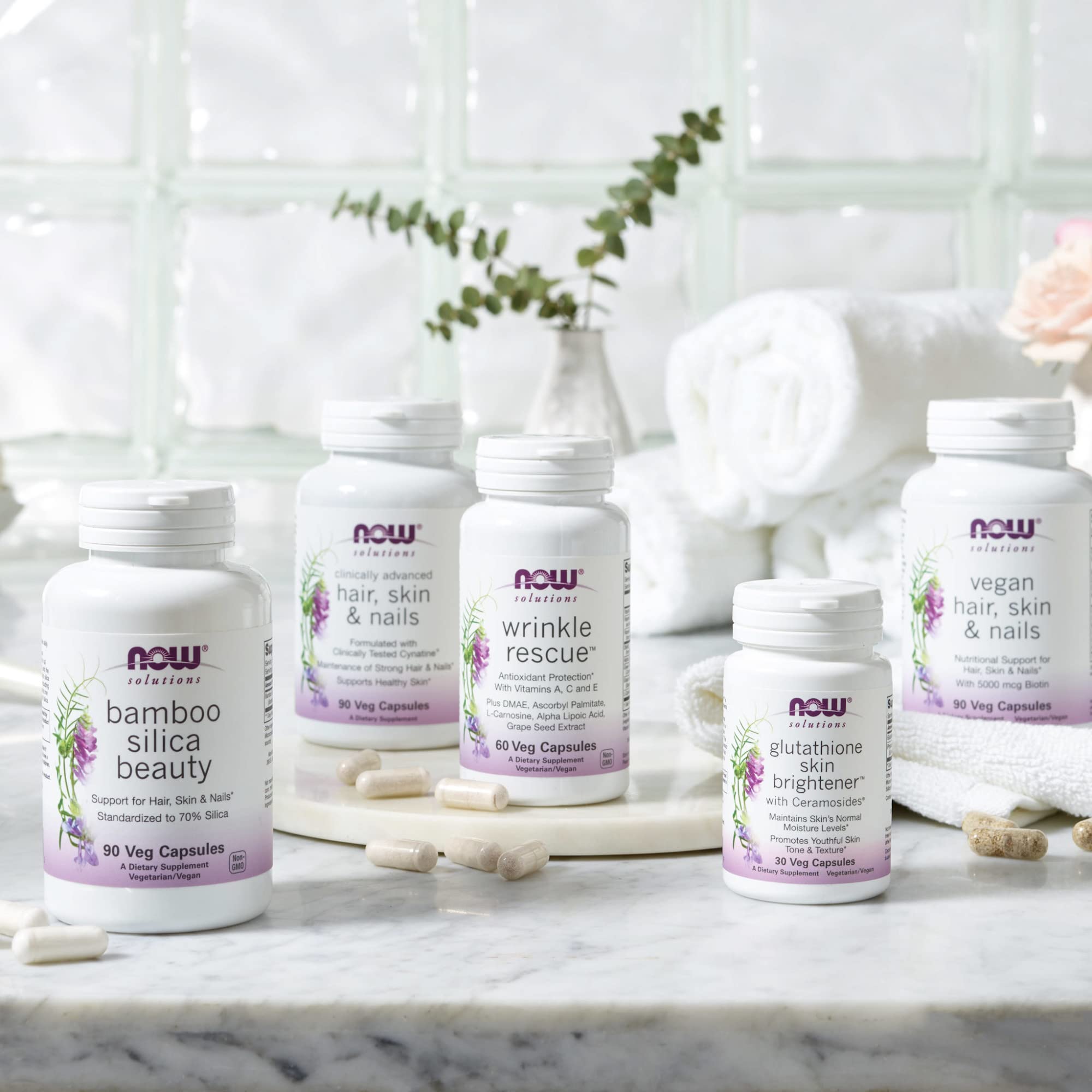 NOW Foods producto en ambiente de cuidado personal, aporta apoyo estético