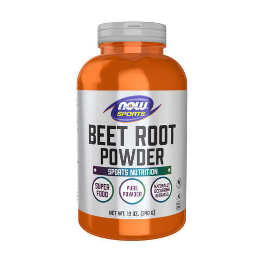 NOW Foods polvo de remolacha frontal mostrando el envase y pureza