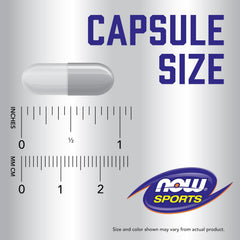 NOW Foods cápsula junto a moneda para comparar tamaño y dosificación práctica