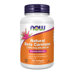 NOW Foods frasco frontal del producto mostrando 180 softgels y beneficios