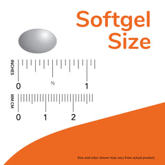NOW Foods softgel en mano para comparar tamaño y facilitar la toma