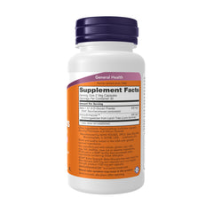 NOW Foods etiqueta lateral con información de dosis y certificación GMP