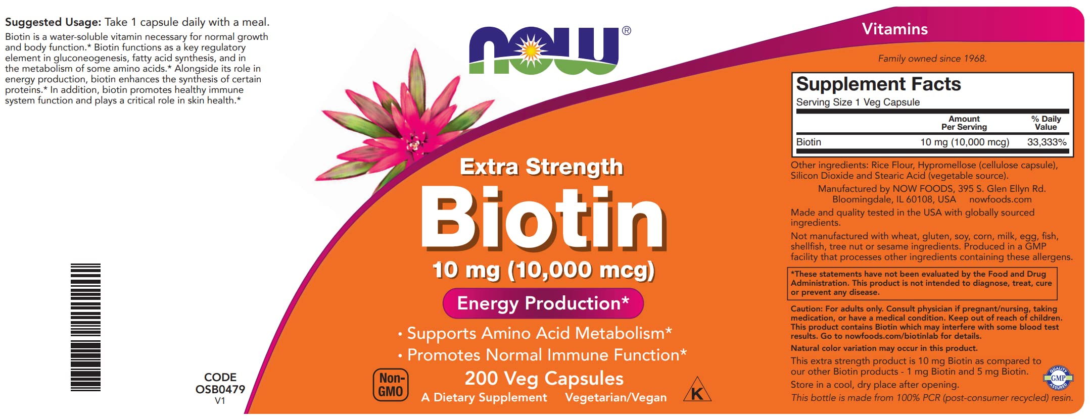 NOW Foods cápsula abierta contenido polvillo para mezclar con alimentos