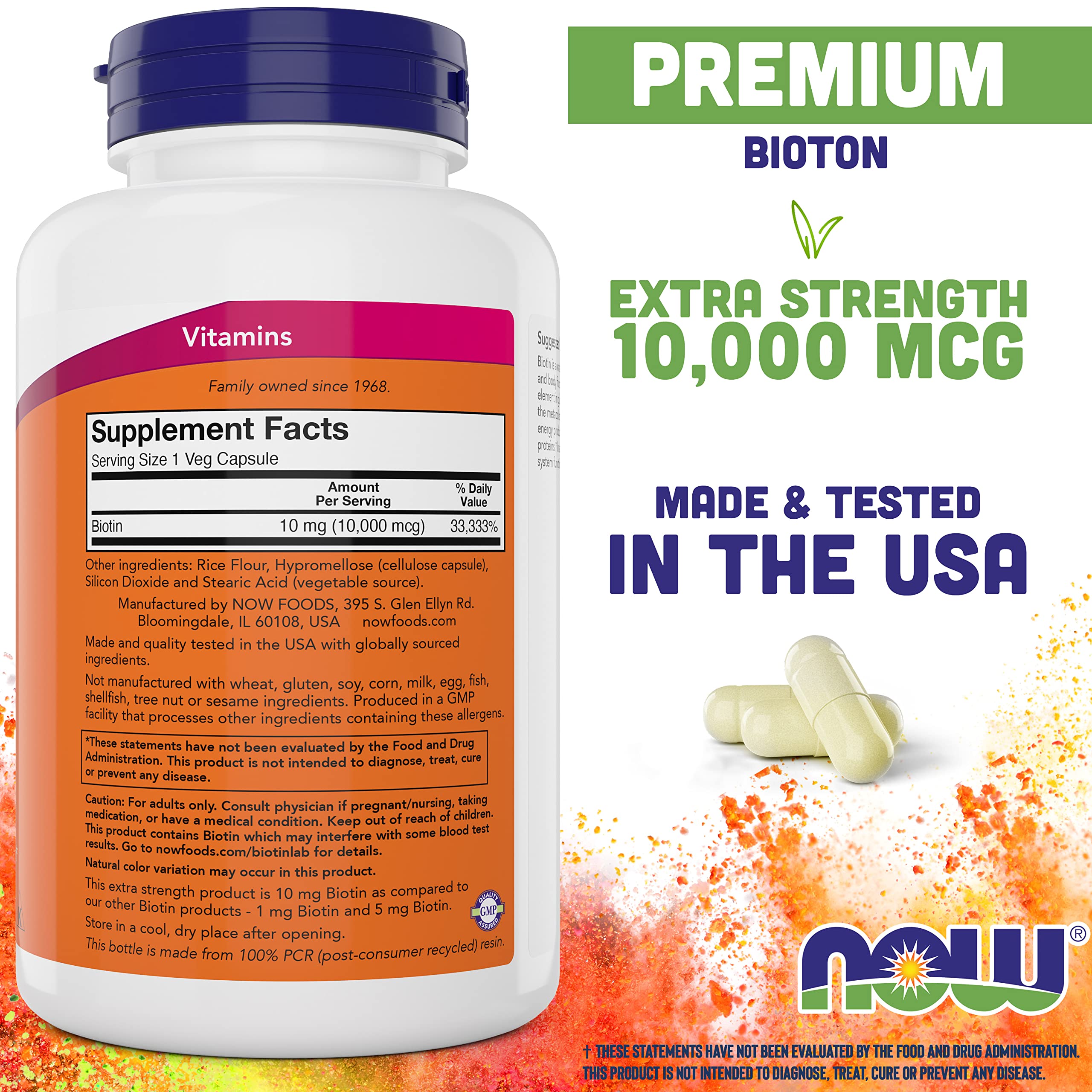 NOW Foods primer plano de cápsula vegetal muestra textura y color natural