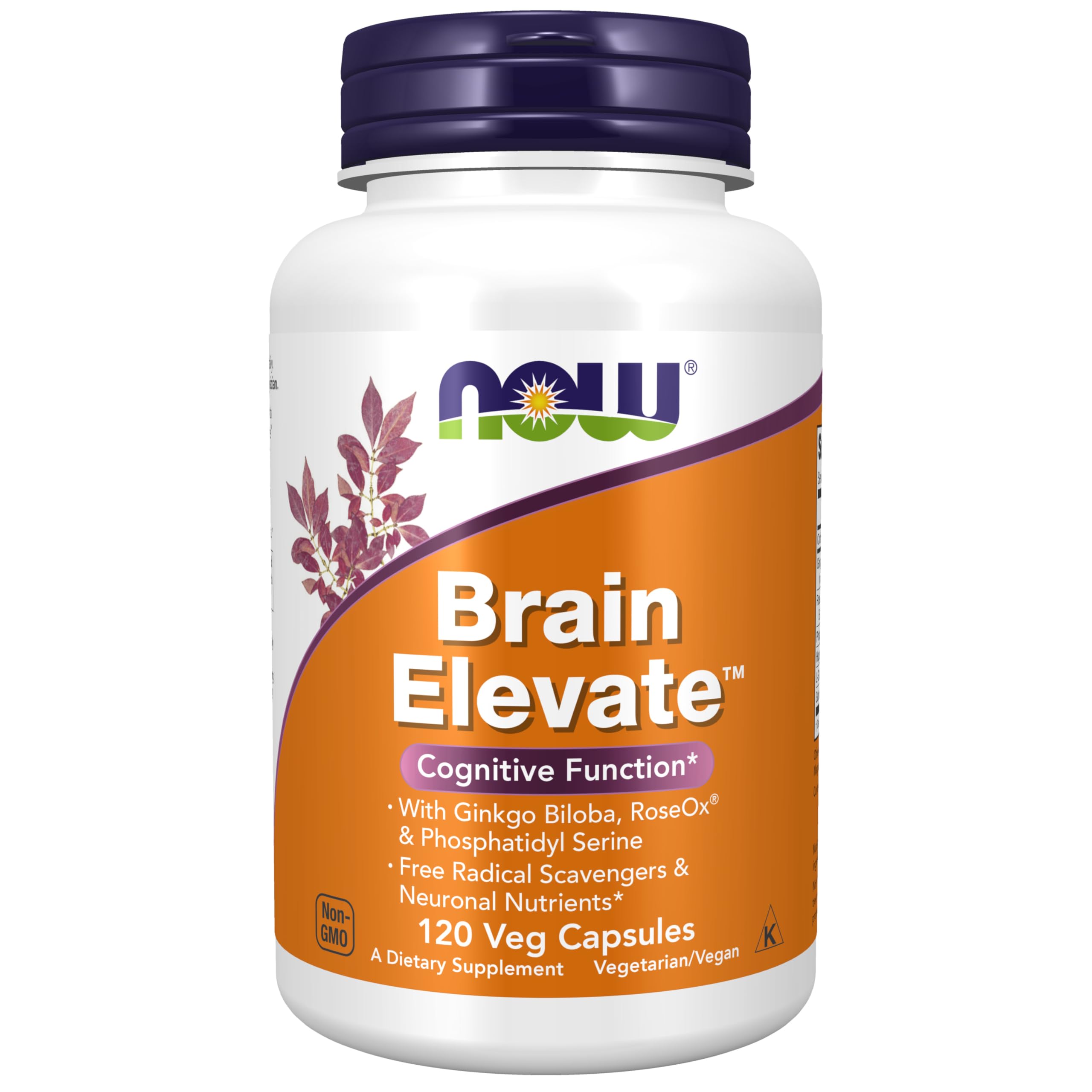 NOW Foods envase frontal mostrando 120 cápsulas y beneficios
