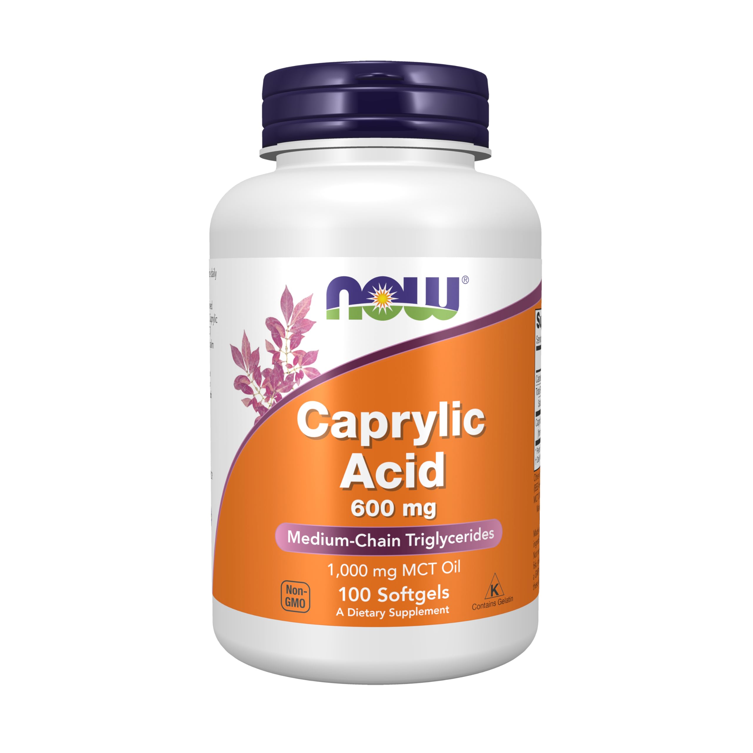 NOW Foods envase frontal mostrando 100 softgels y beneficio de dosificación precisa
