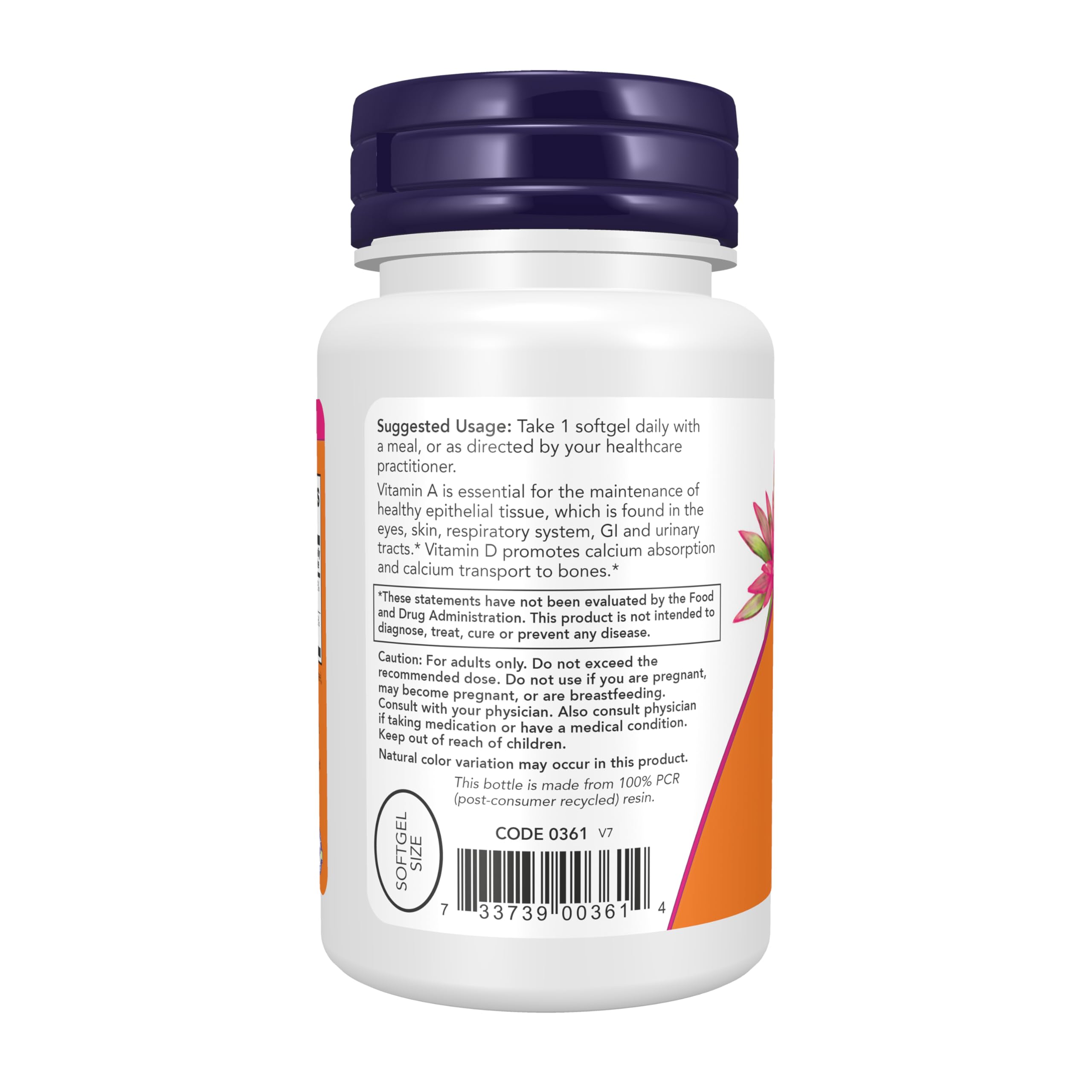 NOW Foods softgel en mano para ver escala y facilidad de ingestión