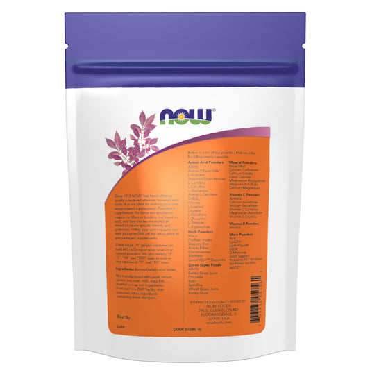 NOW Foods cápsulas vegetales apiladas, visual de volumen para ahorro