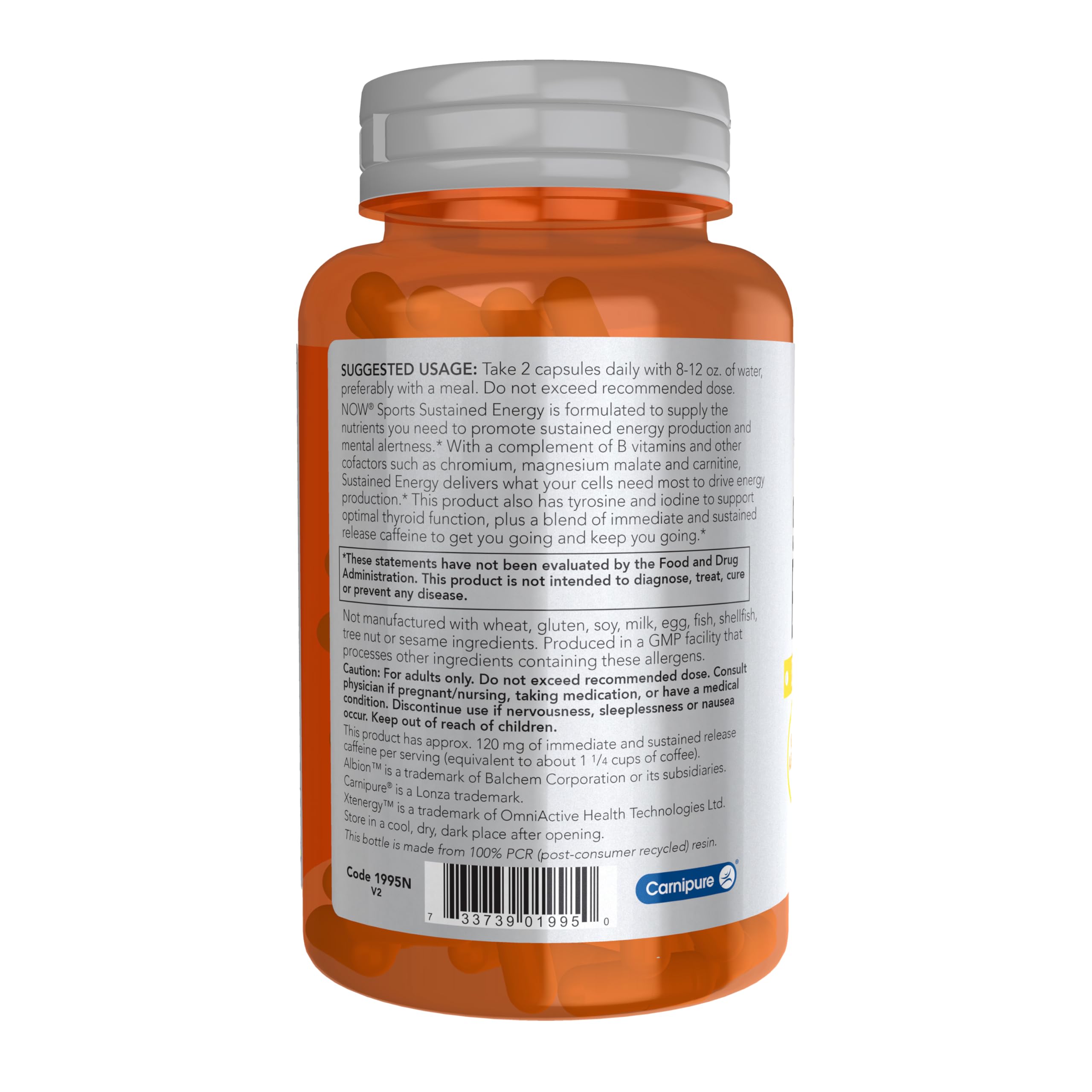 NOW Foods cápsulas en mano para comparar tamaño y dosificación práctica