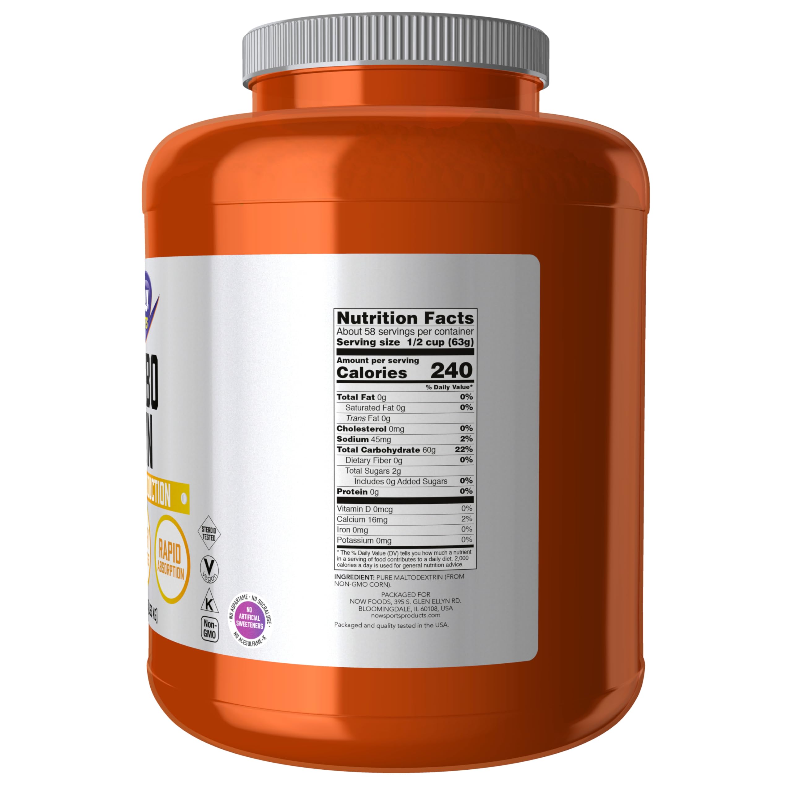 NOW Foods detalle del polvo fino y seco fácil disolver beneficios