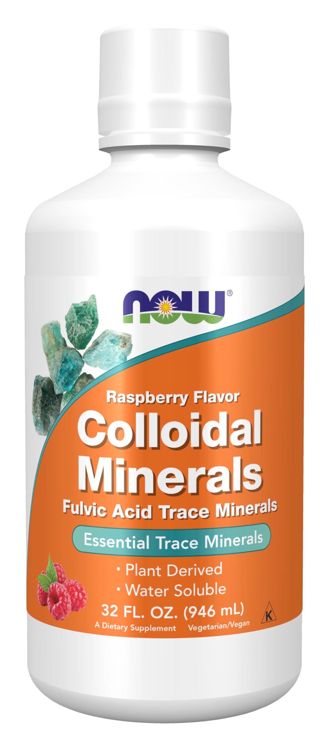 NOW Foods botella frontal mostrando etiqueta legible y tamaño 32 oz con beneficio conveniencia