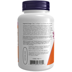 NOW Foods etiqueta con información de CoQ10, vitamina E y lecitina