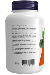 Etiqueta nutricional de NOW Foods Chromium Picolinate mostrando dosis y certificaciones GMP