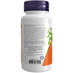 Detalle de la etiqueta NOW Foods D‑Flame resaltando ingredientes y calidad