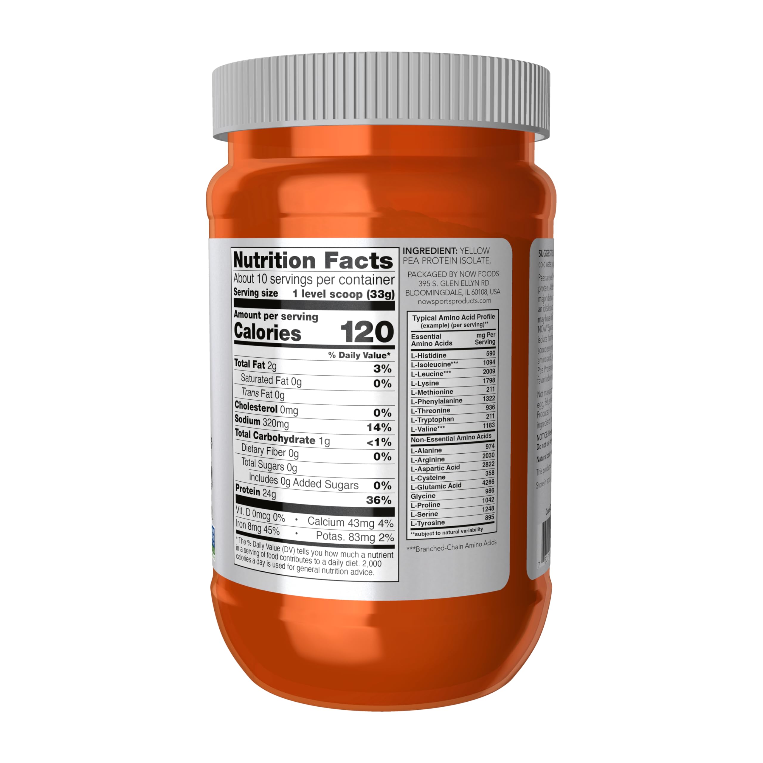 Etiqueta de NOW Foods con información nutricional y certificación GMP visible para confianza