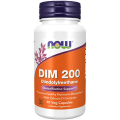NOW Foods frasco DIM 200 frontal mostrando envase y cantidad