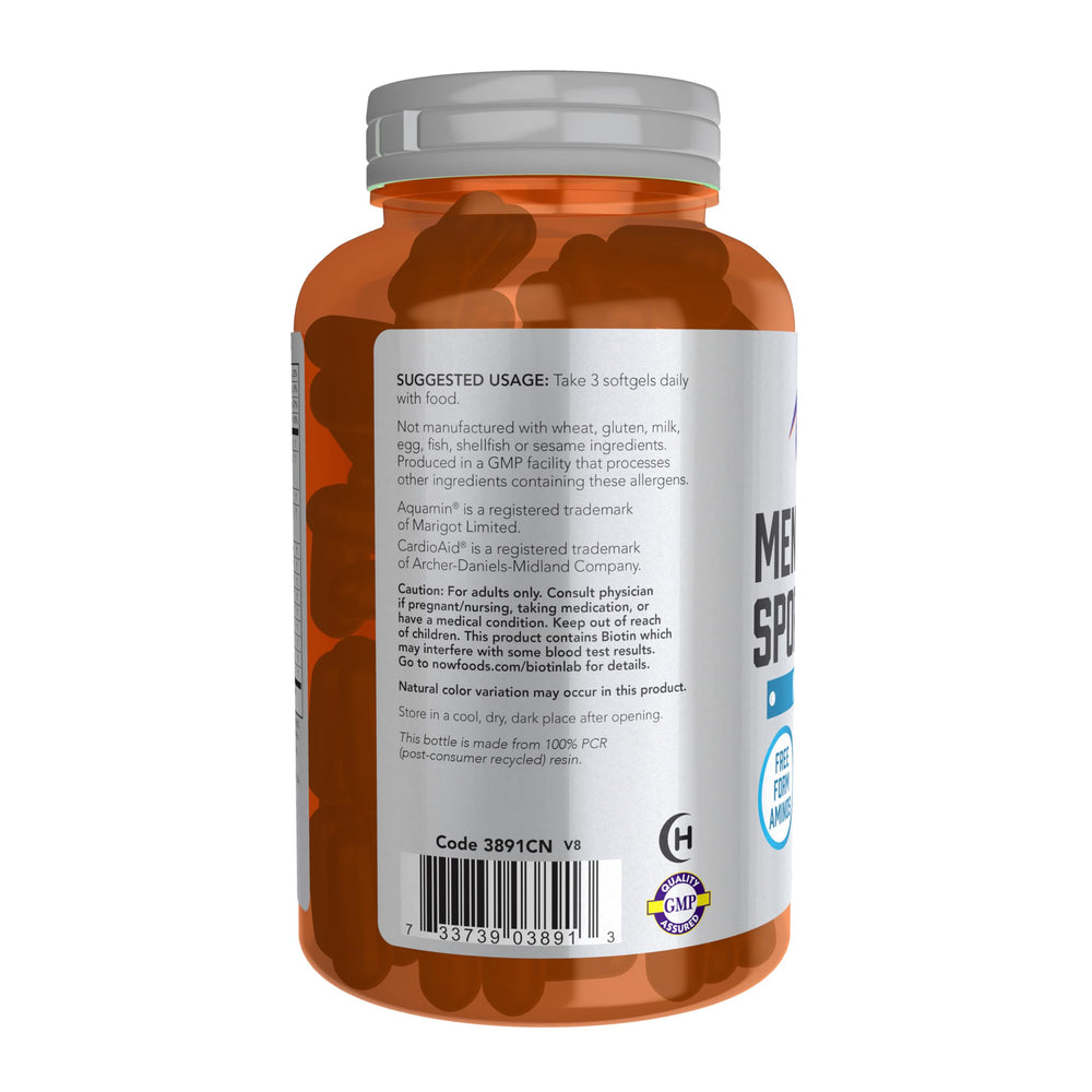 Etiqueta NOW Foods con información nutricional clara y certificación GMP visible