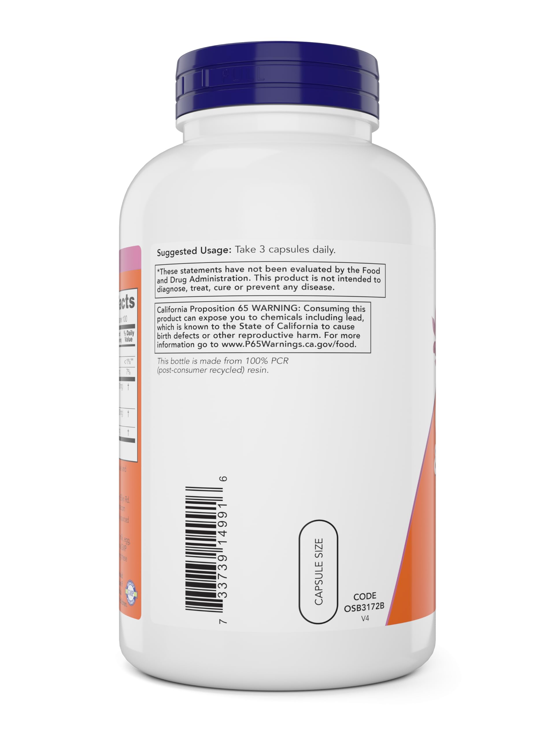NOW Foods etiqueta con datos de ingredientes y dosis visibles y claros
