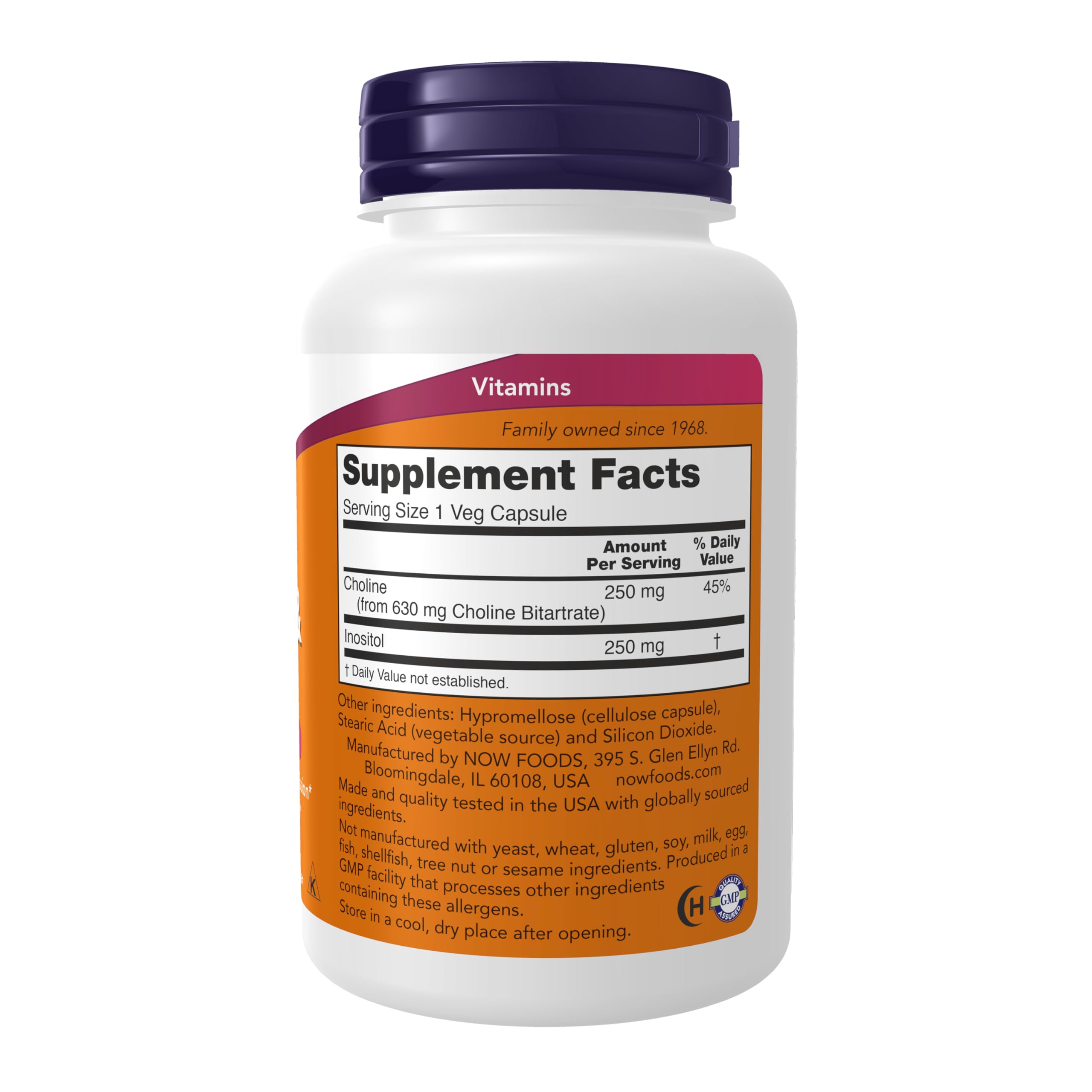 NOW Foods etiqueta con ingredientes y certificaciones visibles y confianza