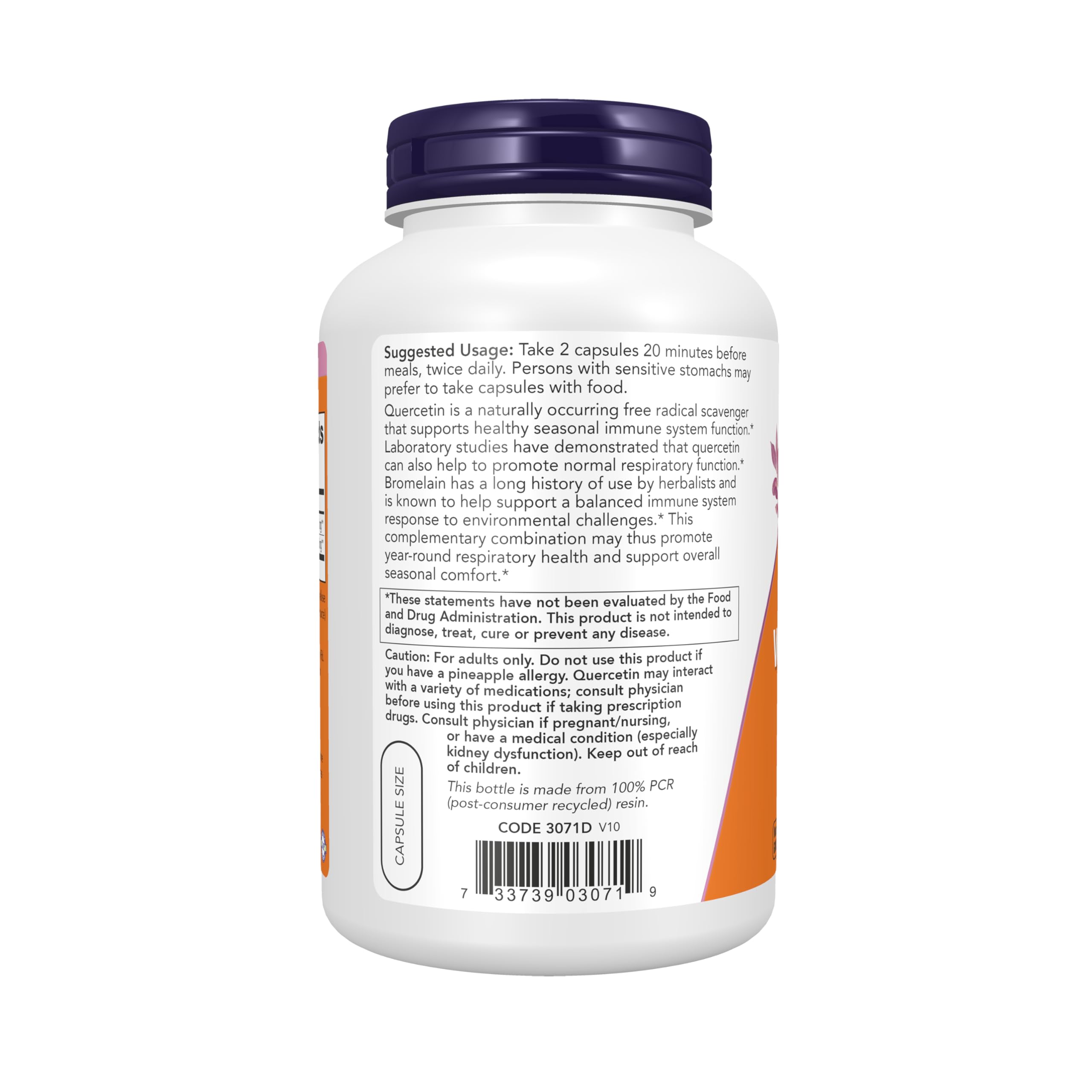 Etiqueta nutricional y sellos de certificación NOW Foods para seguridad y calidad