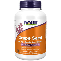 NOW Foods botella frontal mostrando 200 cápsulas y beneficio antioxidante