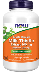 NOW Foods frasco delantero de Silymarin 300 mg mostrando etiqueta clara y capacidad