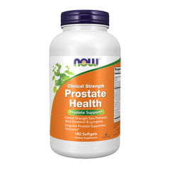 NOW Foods frasco delantero Prostate Health mostrando etiqueta y beneficios