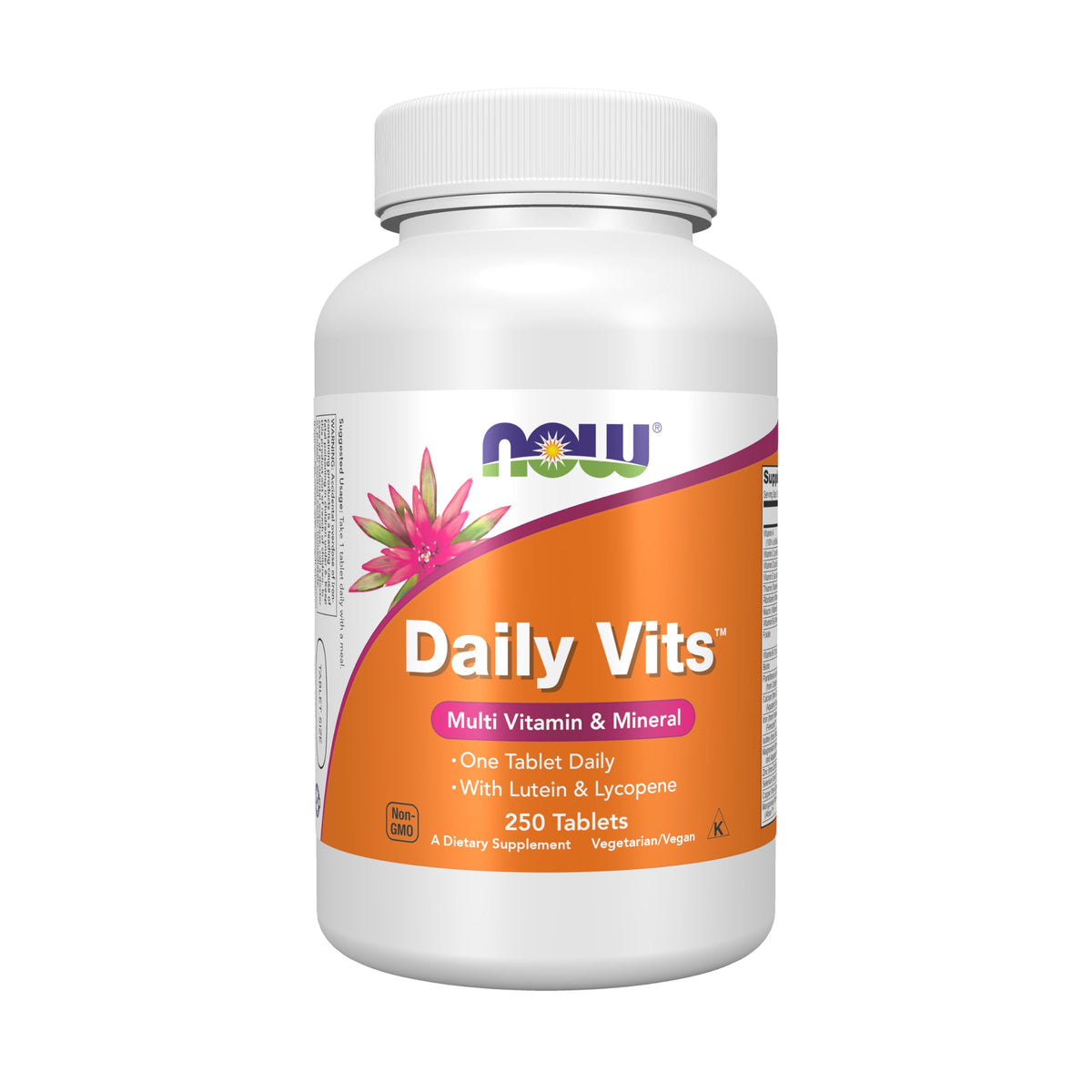 Ahora NOW Foods frente del envase Daily Vits mostrando formato y beneficio práctico