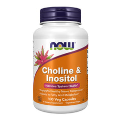 NOW Foods frente del envase mostrando colina e inositol y beneficios