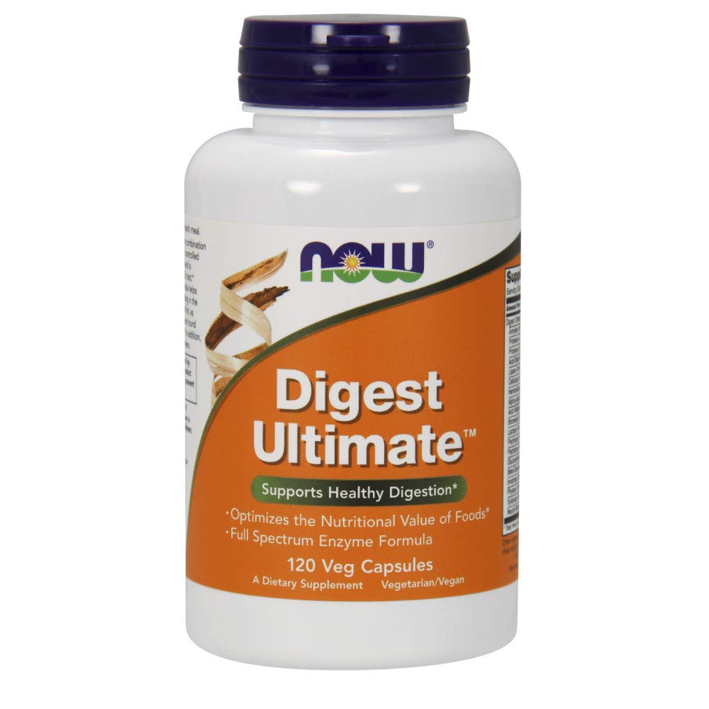 NOW Foods frasco frontal mostrando etiqueta y beneficio digestivo