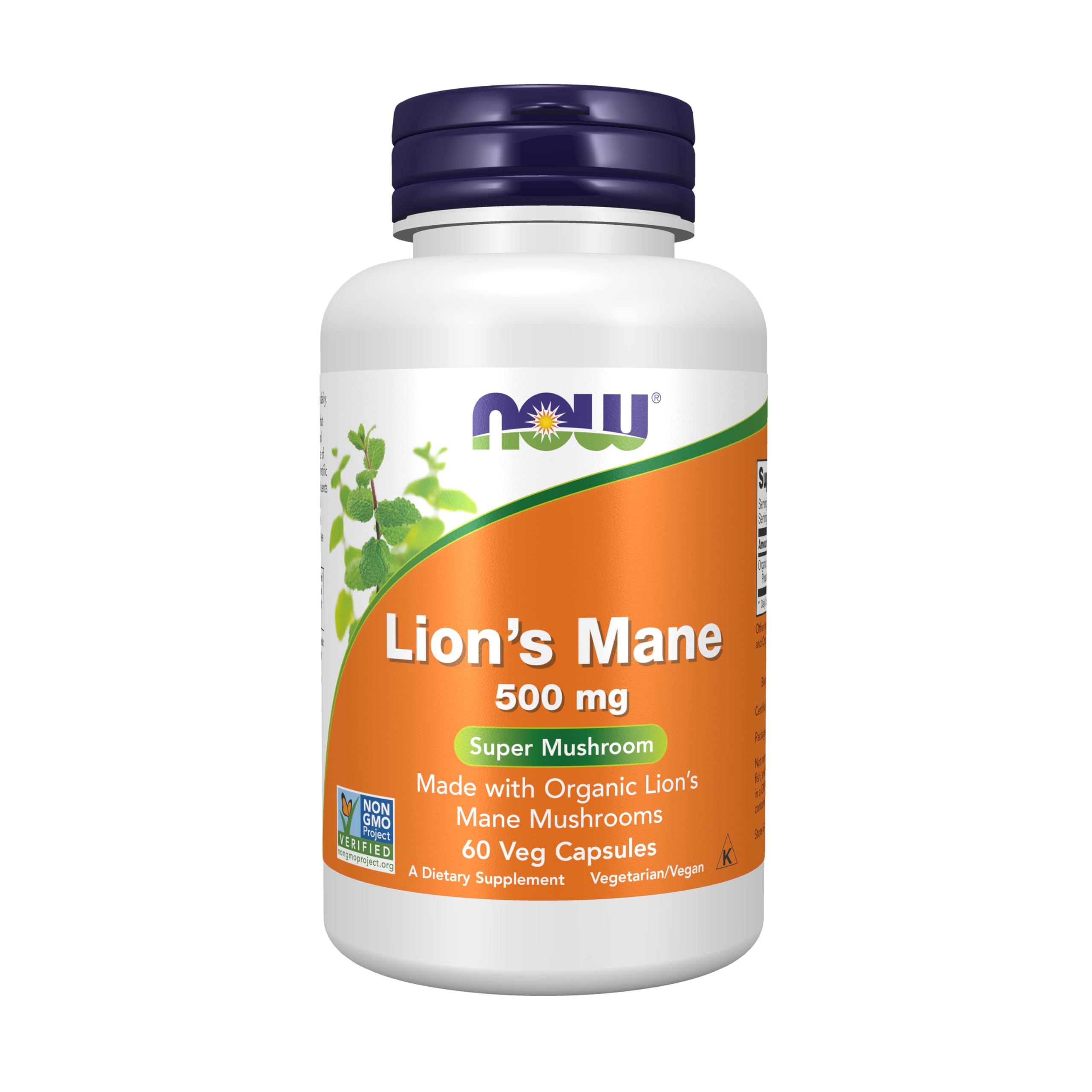 NOW Foods envase frontal de Lion's Mane muestra confianza y calidad