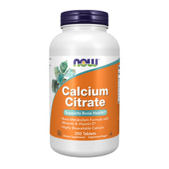 NOW Foods frasco frontal de Calcium Citrate 250 tabletas, presentación clara y venta