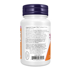 NOW Foods GlucoFit primer plano de la superficie del softgel para apreciar la textura