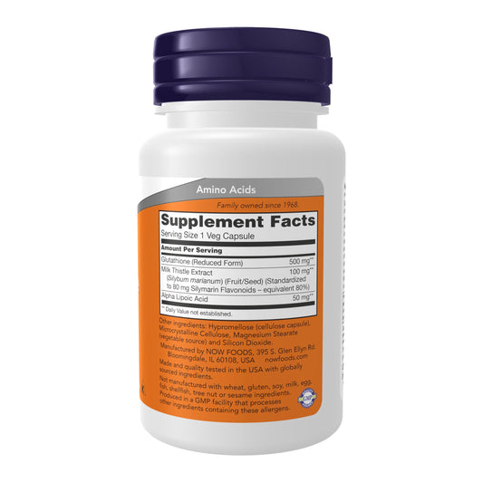 NOW Foods etiqueta lateral con ingredientes y certificaciones visibles