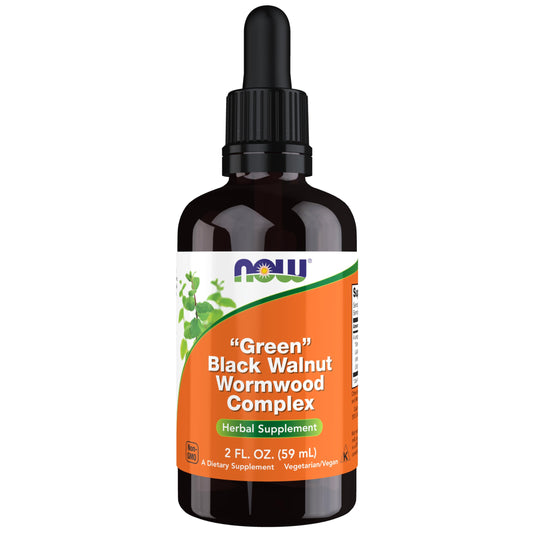 NOW Foods Green Black Walnut Wormwood liquid bottle for easy daily herbal use