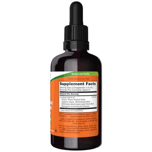 NOW Foods Green Black Walnut Wormwood liquid dropper for precise dosing