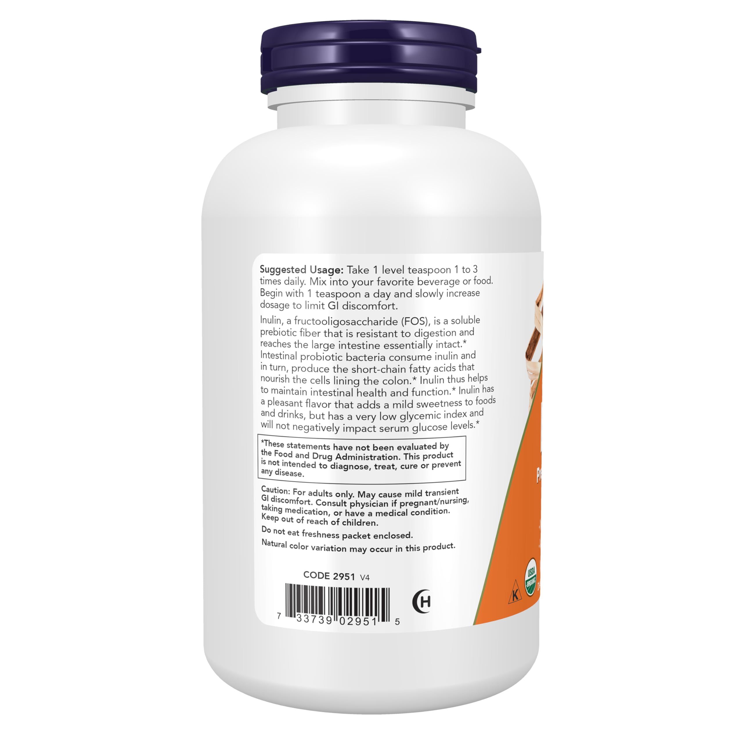 NOW Foods cucharada medidora con inulina para porciones precisas