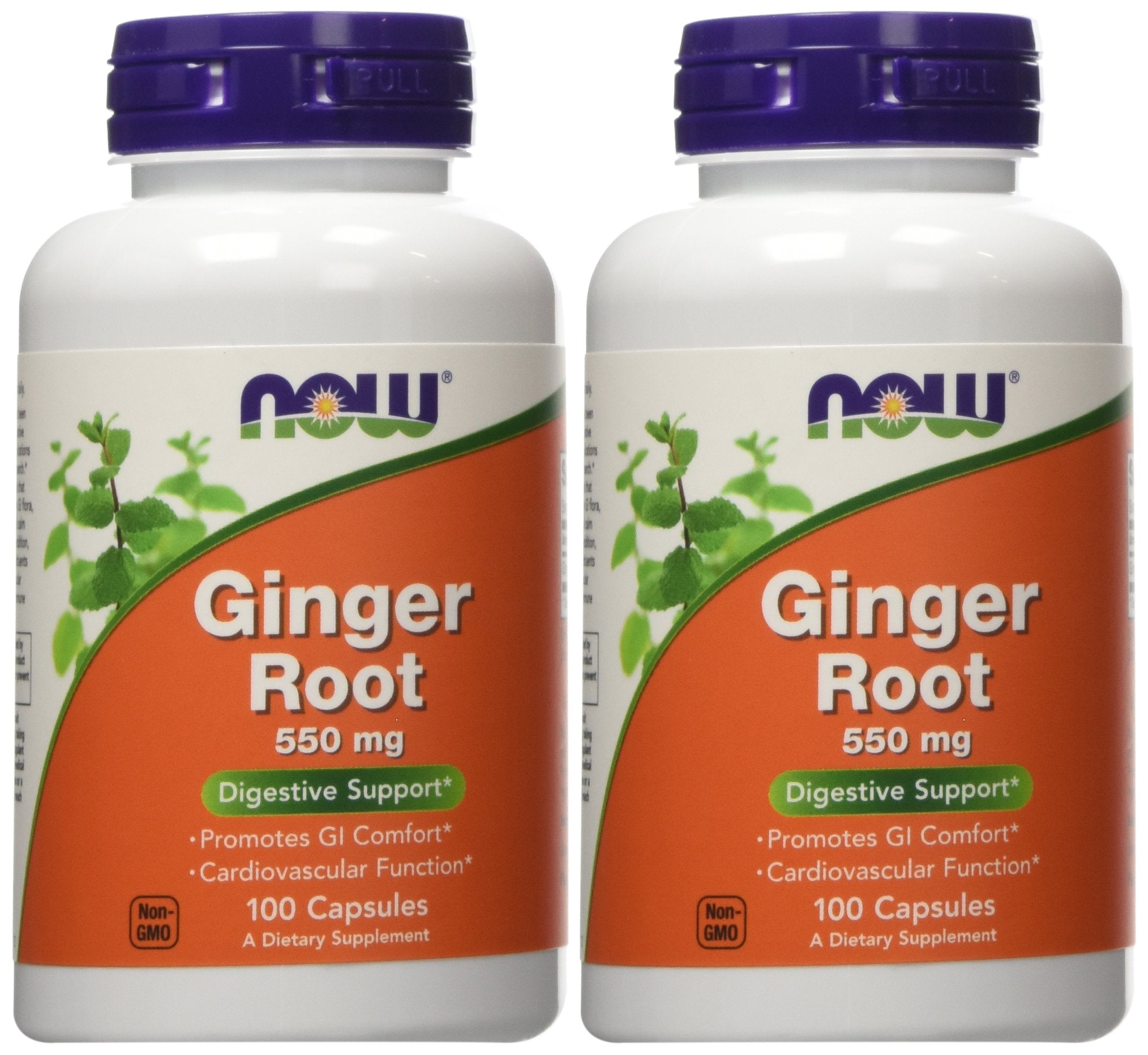 NOW Foods frasco frontal de jengibre 550 mg, cómodo para dosificación diaria
