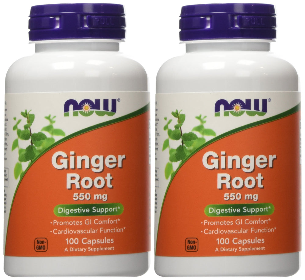 NOW Foods frasco frontal de jengibre 550 mg, cómodo para dosificación diaria