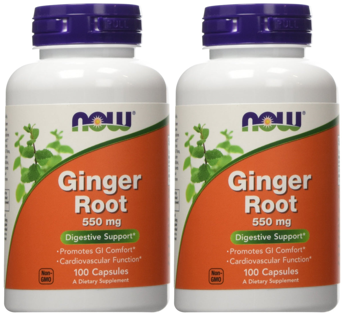NOW Foods frasco frontal de jengibre 550 mg, cómodo para dosificación diaria