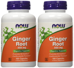 NOW Foods frasco frontal de jengibre 550 mg, cómodo para dosificación diaria