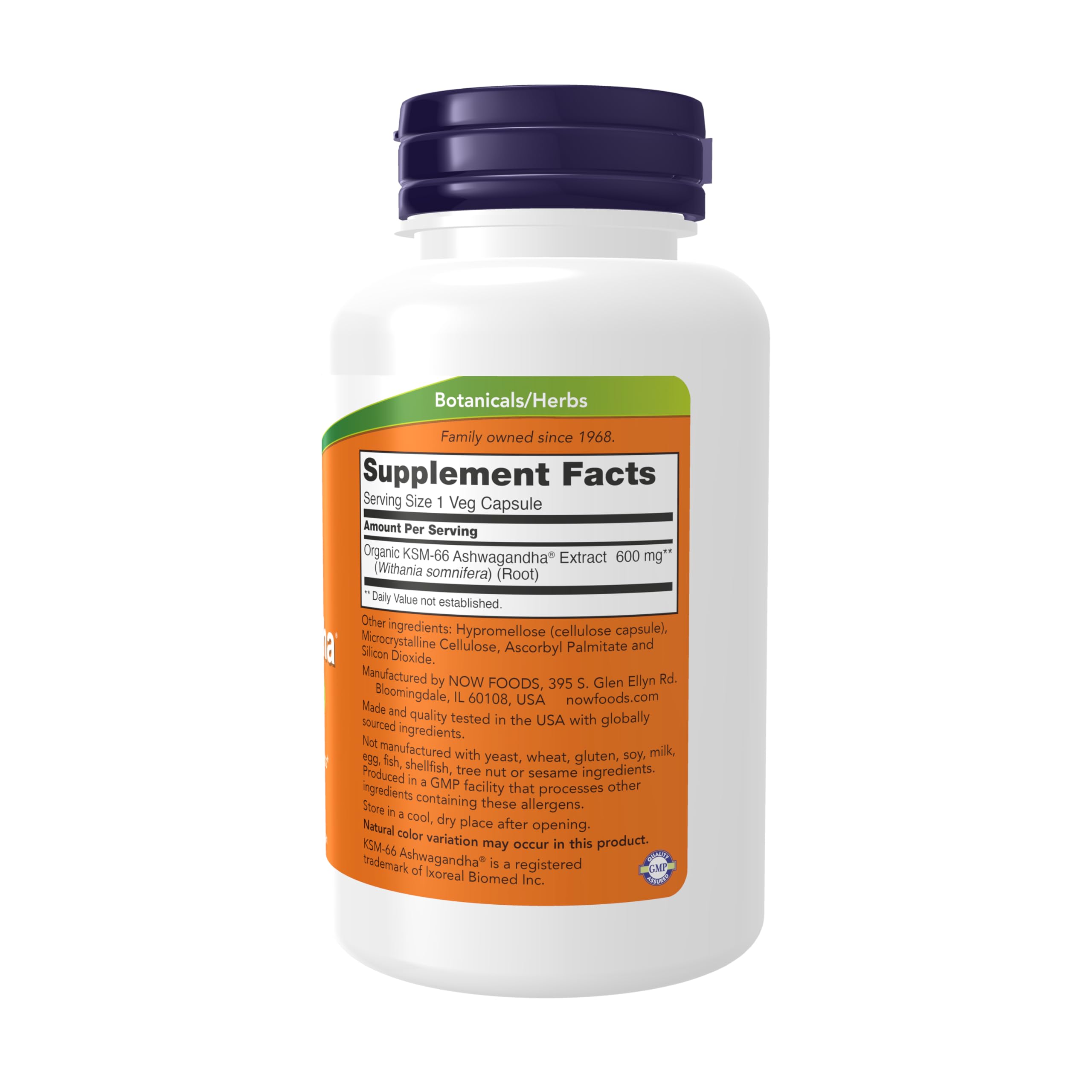 NOW Foods cápsula vegana en primer plano que resalta la dosificación 600 mg