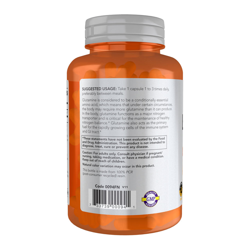NOW Foods etiqueta con información de 1000 mg por cápsula y garantía GMP