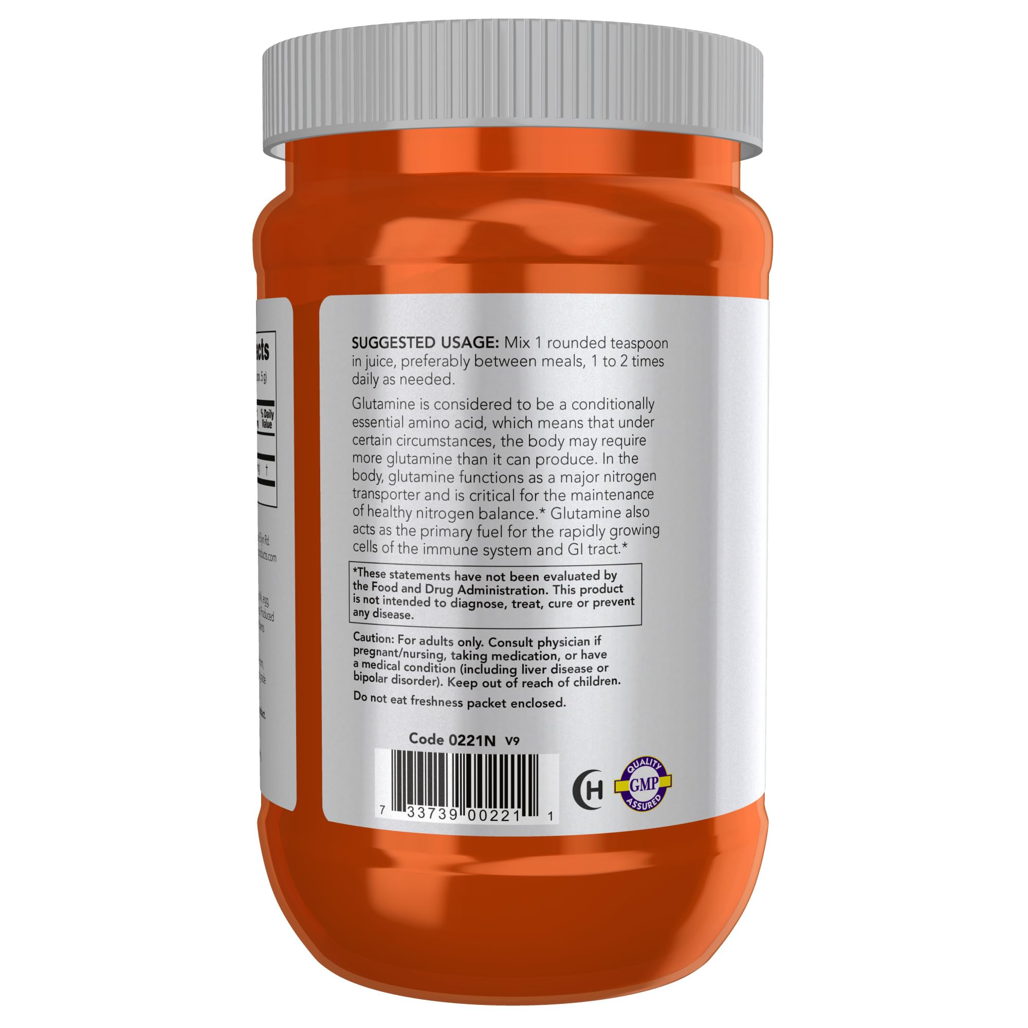 NOW Foods L-Glutamine mezclado en batido postentreno, apoyo a la recuperación muscular