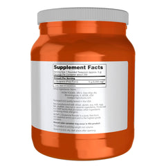 Detalle de polvo de NOW Foods L-Glutamine mostrando textura fina y fácil disolución