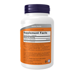 Close‑up de cápsula de L‑Tyrosine NOW Foods mostrando textura y calidad farmacéutica
